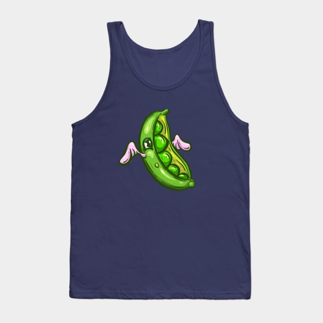 Floating Little Pea Pod Cartoon Illustration Tank Top by Squeeb Creative